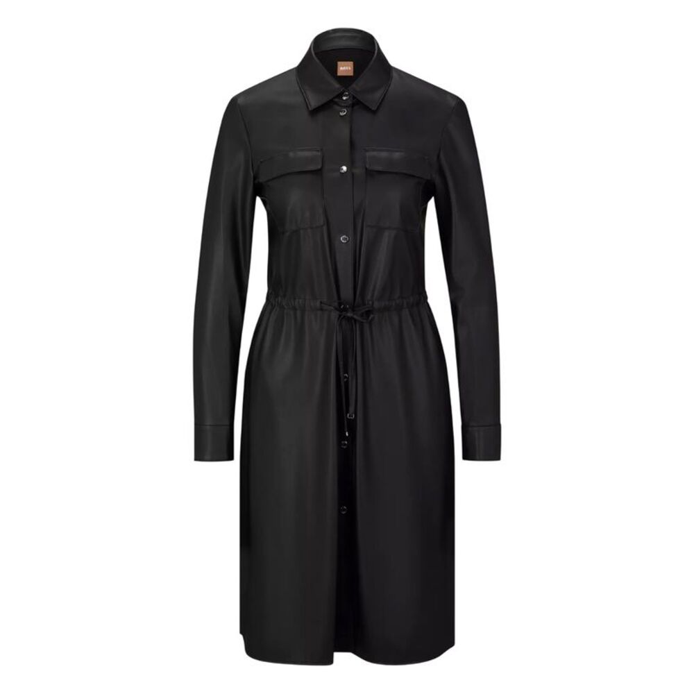 Boss Womens/Ladies Daledy1 Knee Length Long-Sleeved Shirt Dress / Black